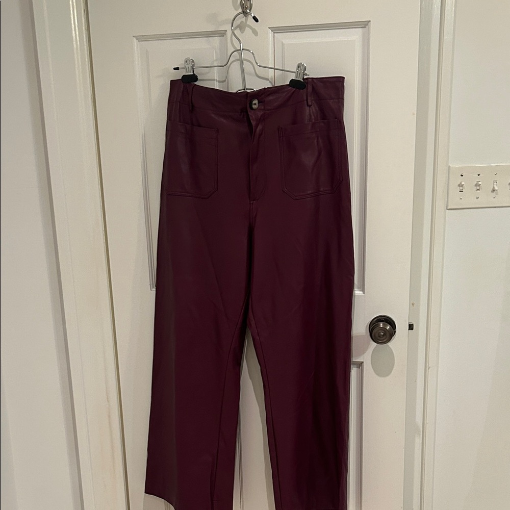 Women’s faux leather  Burgundy Pants
